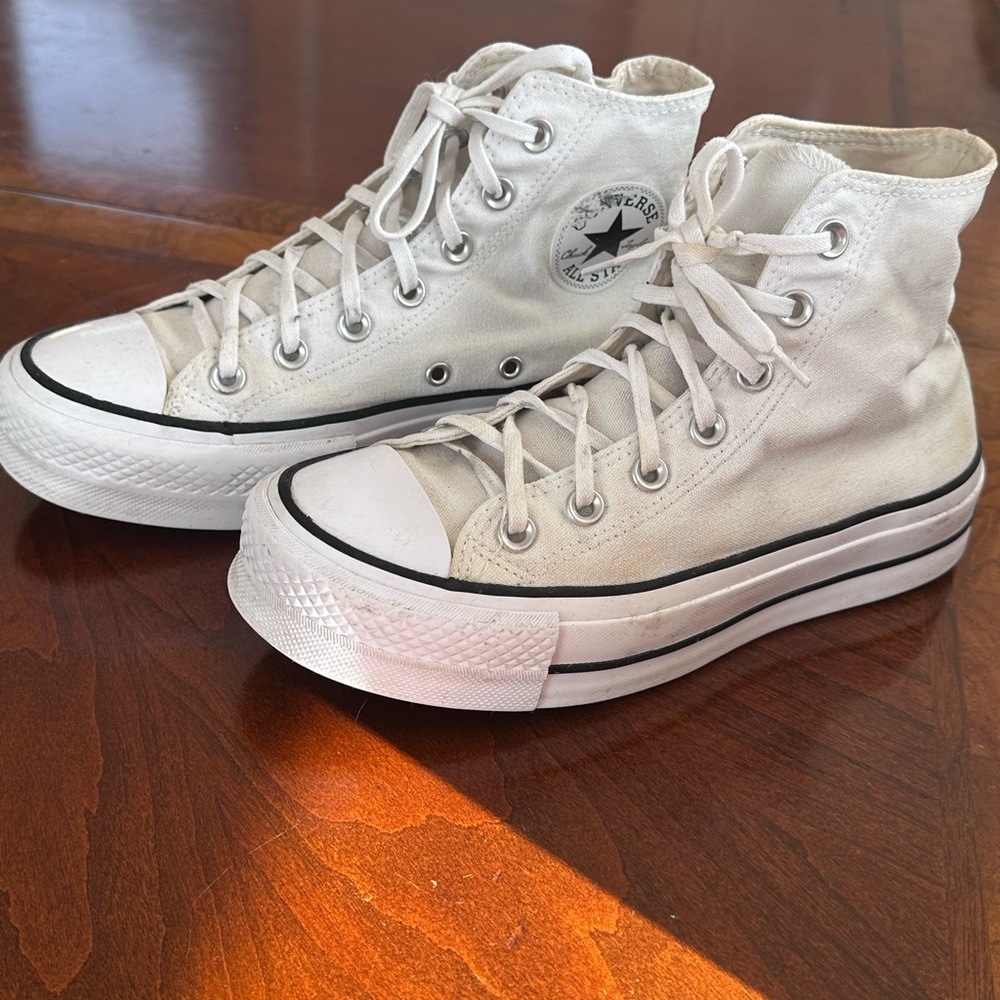 Converse Women's Off-White Platform High-Tops